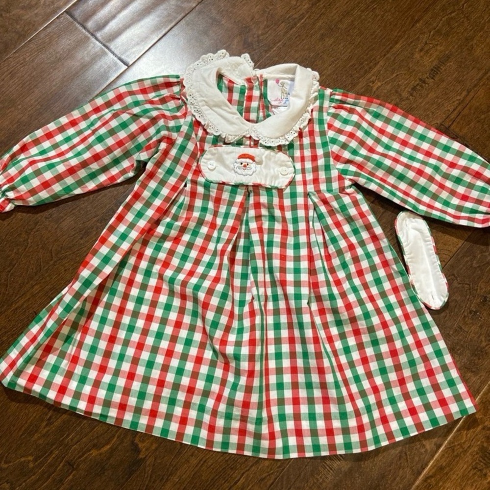 Eliza James baby girl dress size 24M collared ruffle Santa Christmas